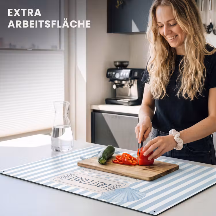 Schelp - Oceaan - Kust - Blauw - Illustratie Inductie beschemer met haakjes klein -ky-usp-de
