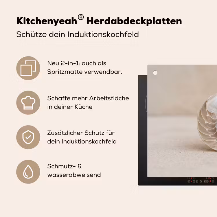 Schelp - Spiraal - Beige Inductie beschemer met haakjes klein -ky-usp-de