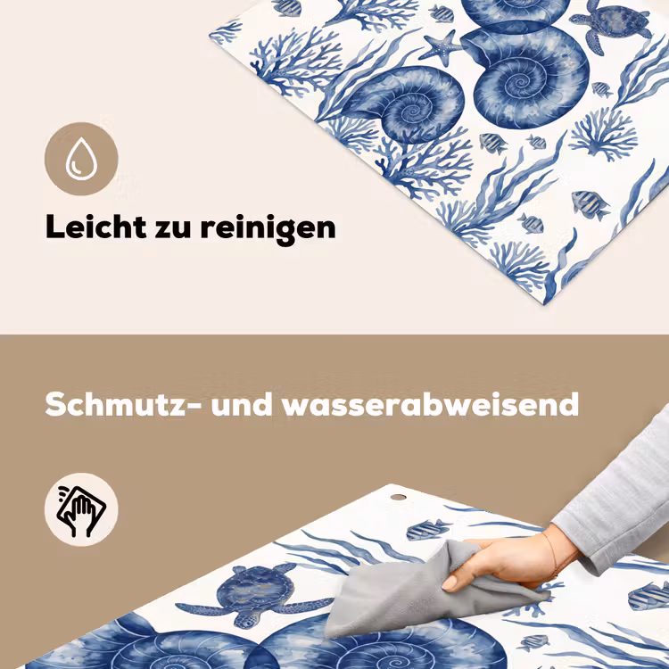 Schelp - Spiraal - Zeeleven - Aquarel - Blauw Inductie beschemer met haakjes klein -ky-schoon-de