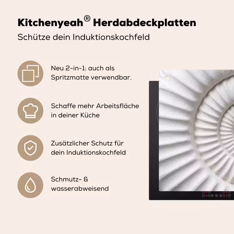 Schelp - Spiraal - Wit Inductie beschemer met haakjes klein -ky-usp-de