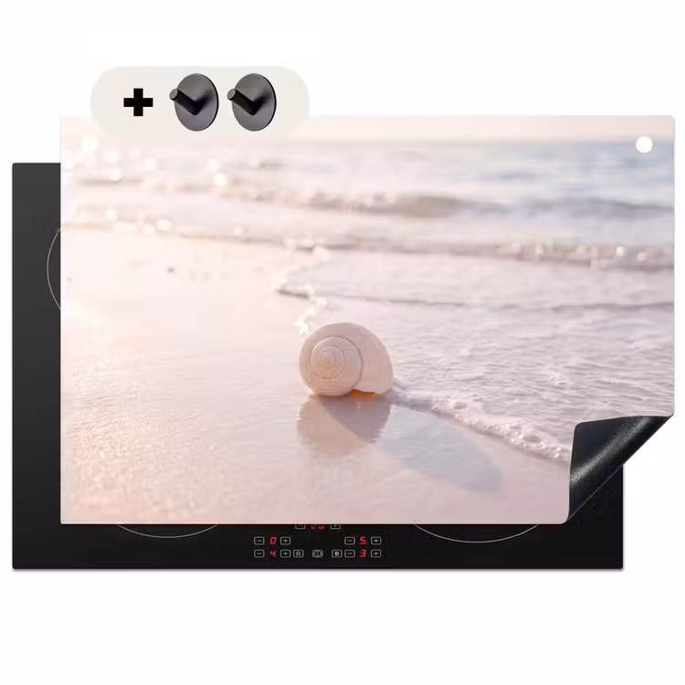 Zeeschelp - Strand - Zee - Natuur - Beige Inductie beschemer met haakjes klein -3d