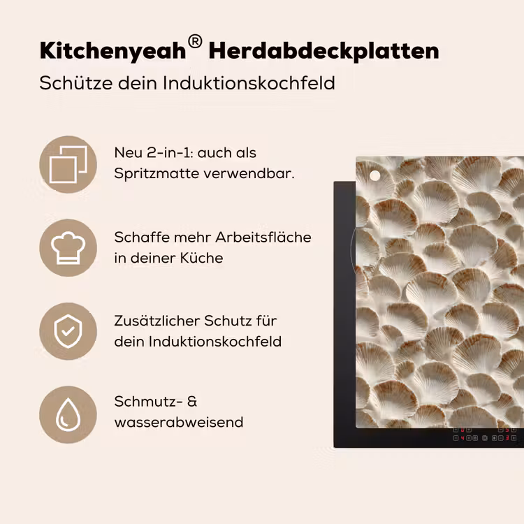 Schelpen - Waaiervorm - Wit Inductie beschemer met haakjes klein 777 -ky-usp-de