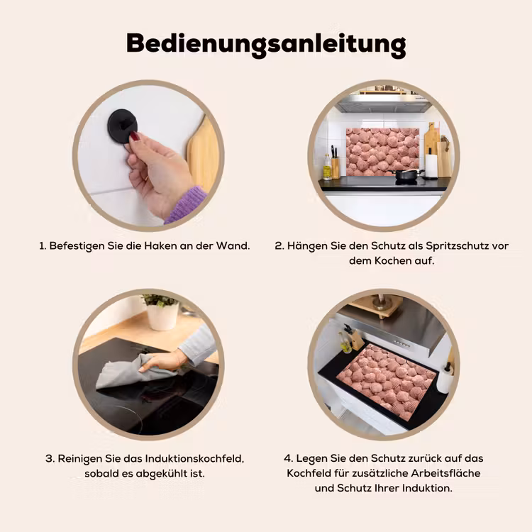 Schelpen - Patroon - Roze Inductie beschemer met haakjes klein -ky-gebruik-de