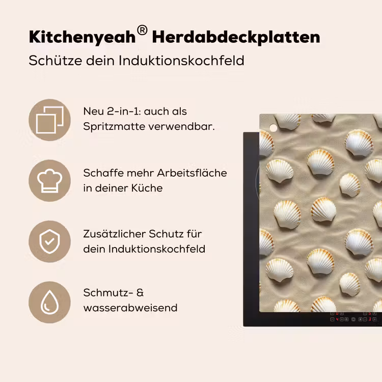 Schelpen - Zand - Maritiem Inductie beschemer met haakjes klein 777 -ky-usp-de