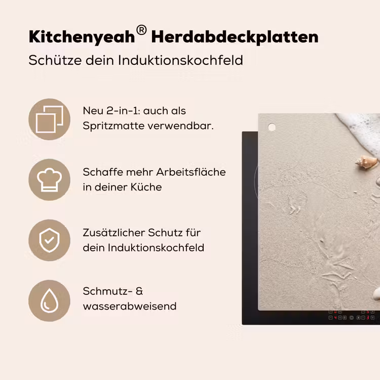 Schelpen - Zeesterren - Strand Inductie beschemer met haakjes klein -ky-usp-de