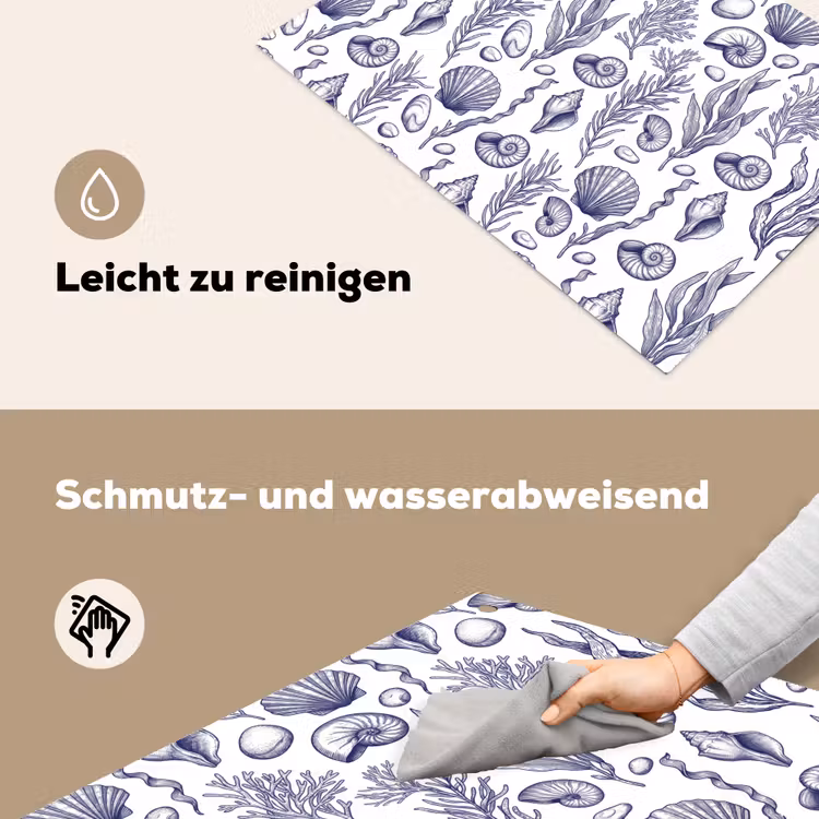 Schelpen - Zeewier - Oceaan - Illustratie - Blauw Inductie beschemer met haakjes klein -ky-schoon-de