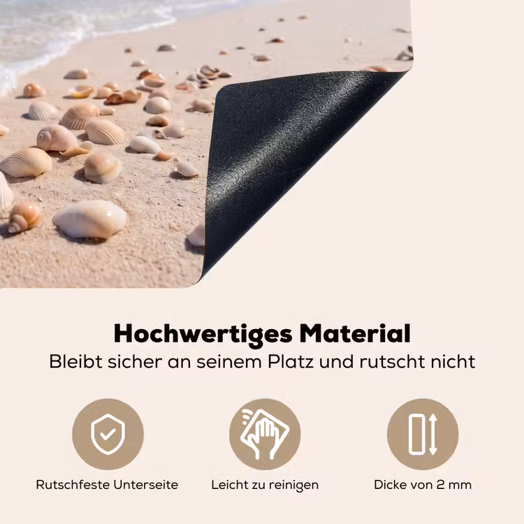 Schelpen - Strand - Natuur - Beige Inductie beschemer met haakjes klein -ky-onderkant-de