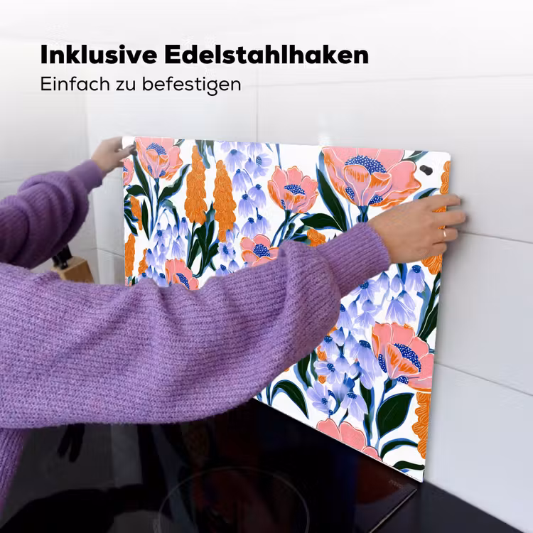 Patroon - Aquarel - Kleurrijk Inductie beschemer met haakjes klein 777 -ky-ophangen-de