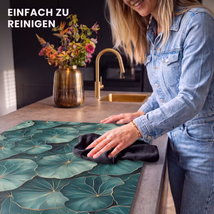 2-in-1 Herdabdeckplatte & Spritzschutz - Muster - Blätter - Grün - Patroon - Bladeren - Groen Inductie beschemer met haakjes klein 777