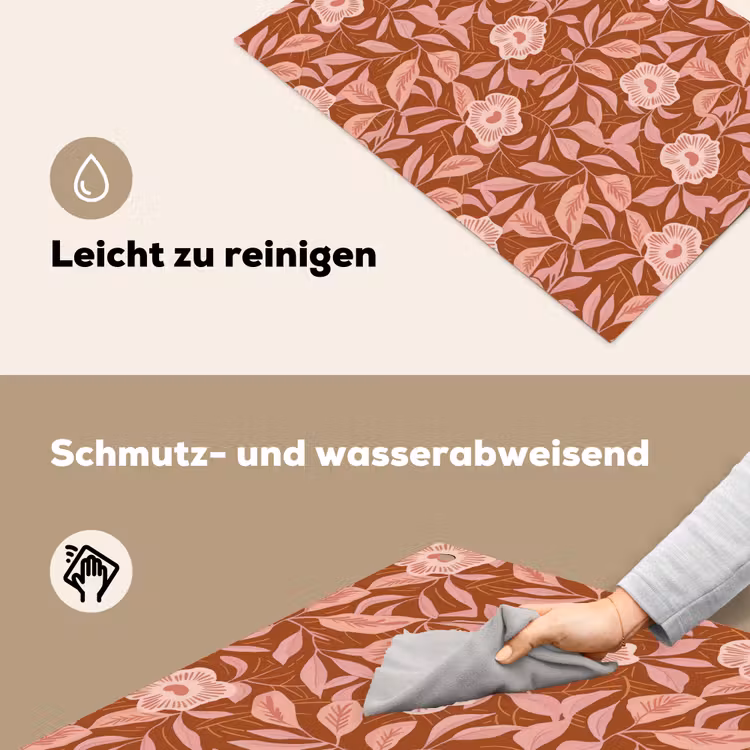 Patroon - Bladeren - Terracotta Inductie beschemer met haakjes klein 777 -ky-schoon-de