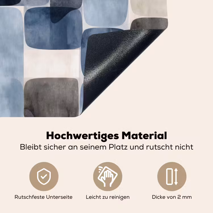 Patroon - Blauw - Vierkanten Inductie beschemer met haakjes klein -ky-onderkant-de