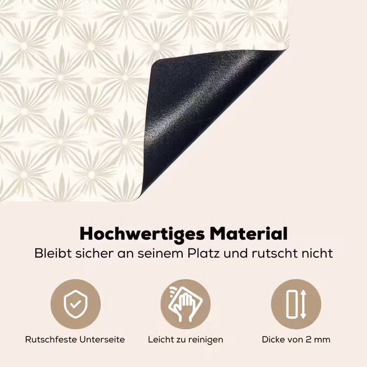 Patroon - Bloemen - Beige Inductie beschemer met haakjes klein 777 -ky-onderkant-de