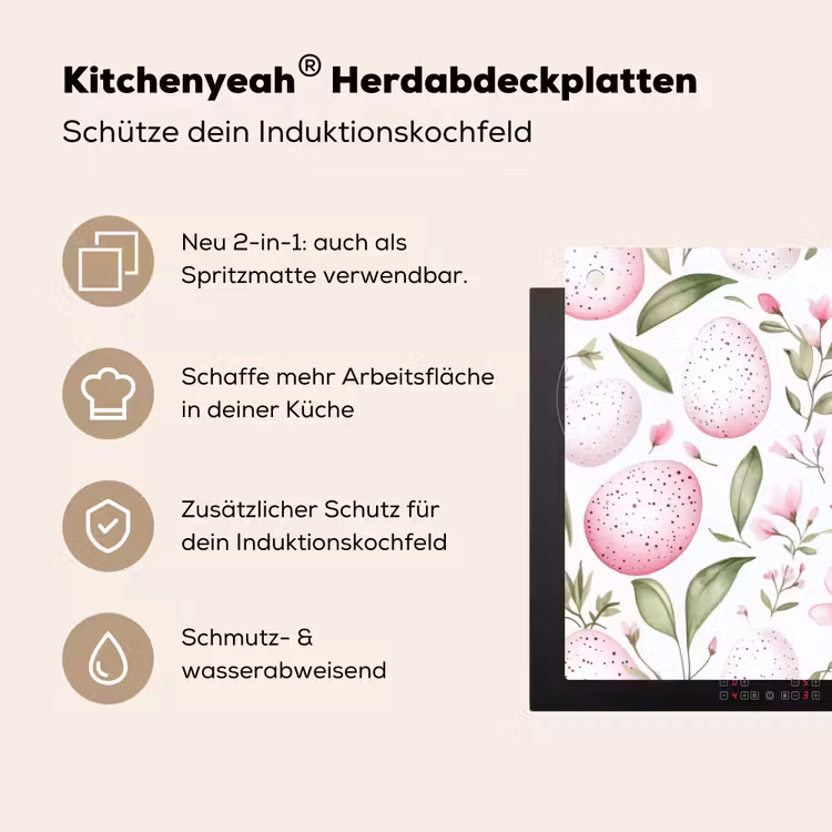 Patroon - Eieren - Roze - Pasen Inductie beschemer met haakjes klein -ky-usp-de