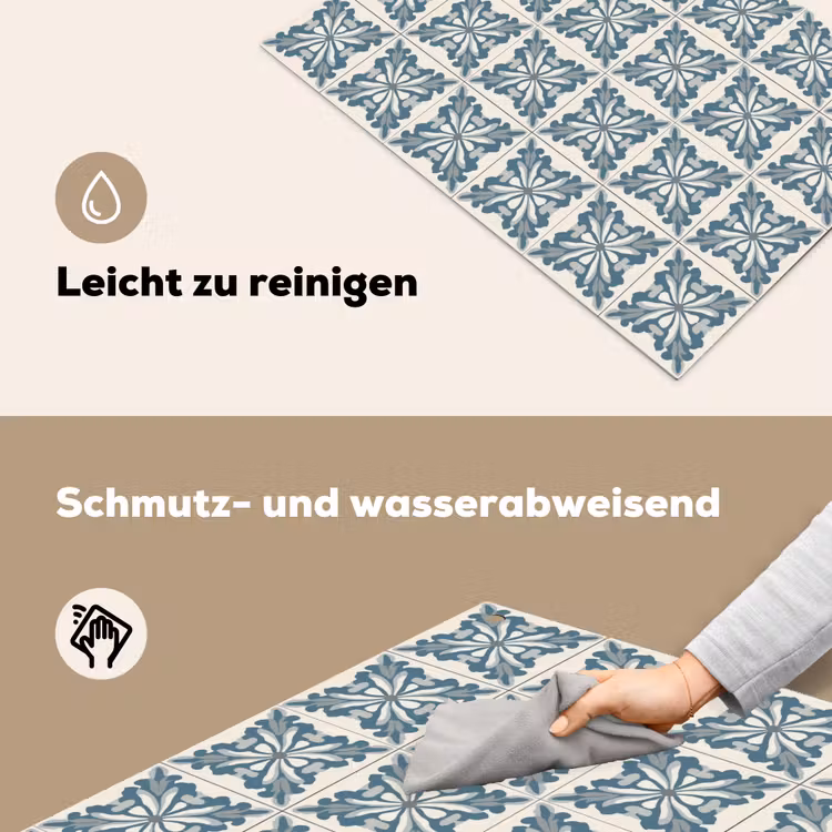 Dessin - Tegel - Blauw Inductie beschemer met haakjes klein 777 -ky-schoon-de