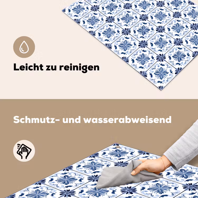 Patroon - Tegel - Blauw Inductie beschemer met haakjes klein 777 -ky-schoon-de