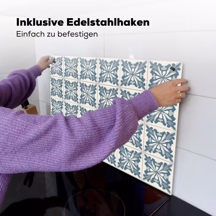Dessin - Tegel - Blauw Inductie beschemer met haakjes klein 777 -ky-ophangen-de