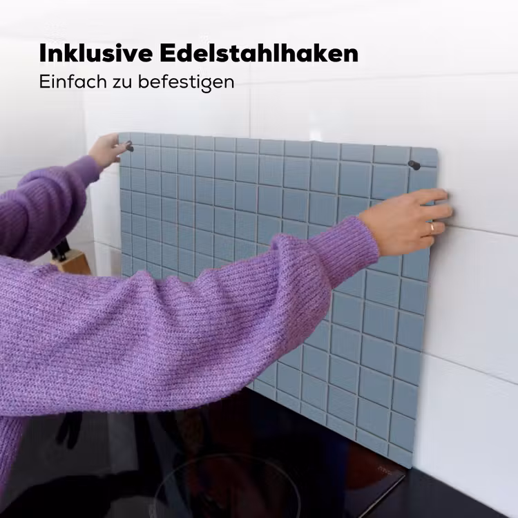 Patroon - Tegel - Blauwgrijs Inductie beschemer met haakjes klein 777 -ky-ophangen-de