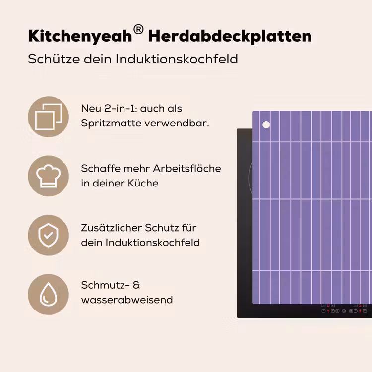 Patroon - Tegel - Lila Inductie beschemer met haakjes klein 777 -ky-usp-de