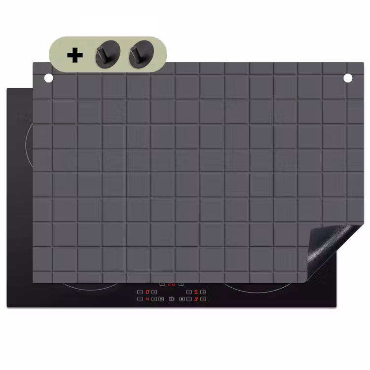 Patroon - Tegel - Grafiet - Grijs Inductie beschemer met haakjes klein 777 -3d