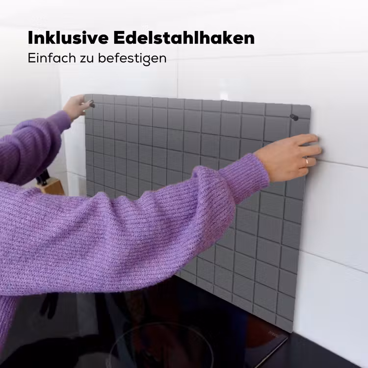 Patroon - Tegel - Grafiet - Grijs Inductie beschemer met haakjes klein 777 -ky-ophangen-de