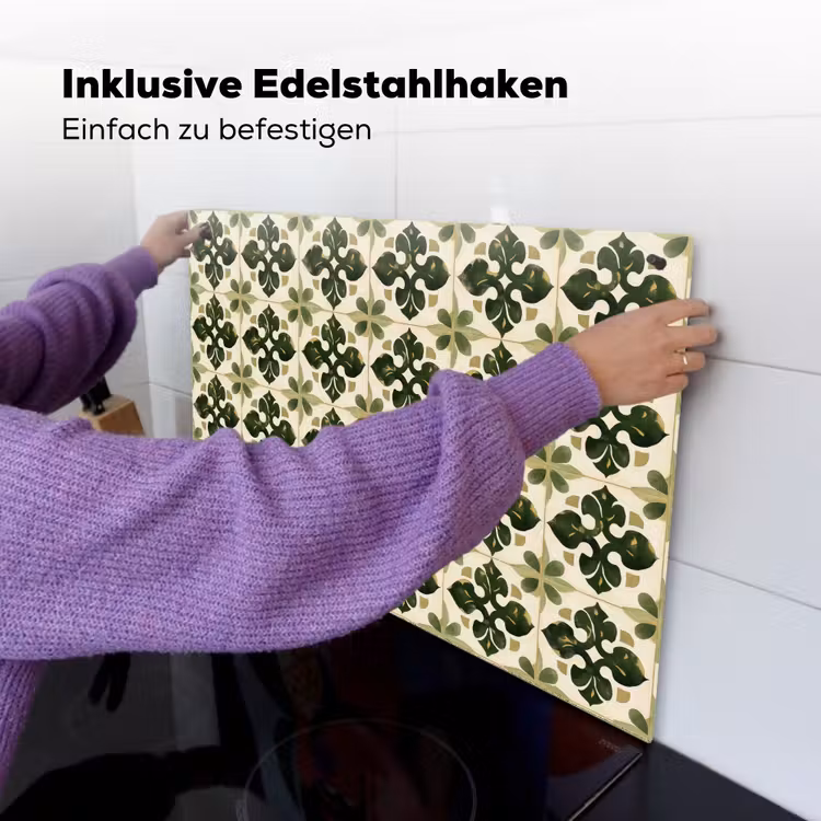 Patroon - Tegel - Groen Inductie beschemer met haakjes klein 777 -ky-ophangen-de
