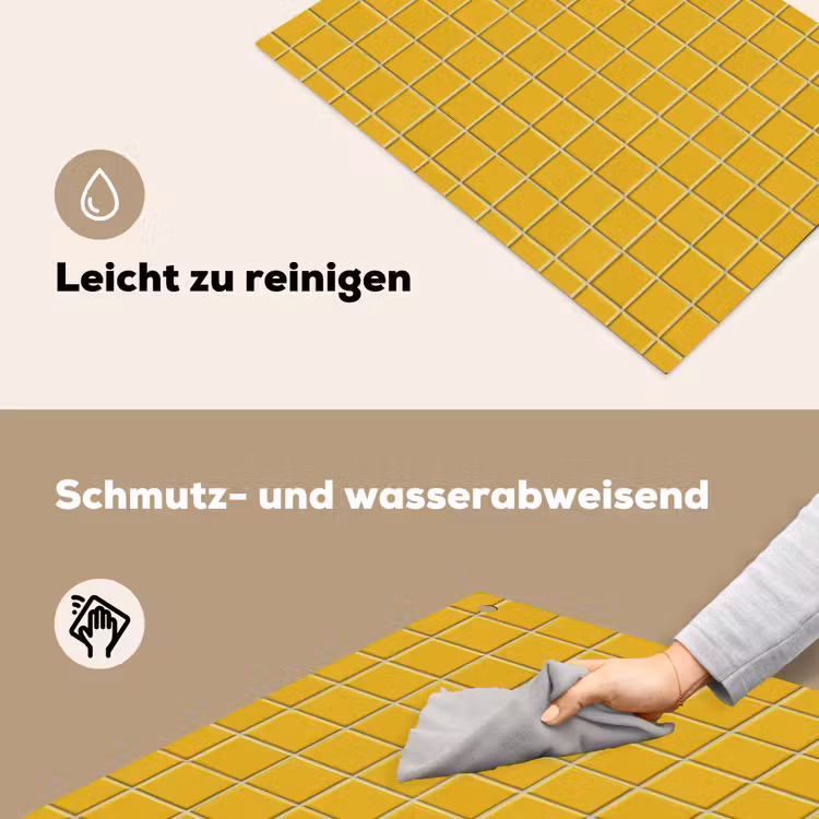 Patroon - Tegel - Okergeel Inductie beschemer met haakjes klein 777 -ky-schoon-de