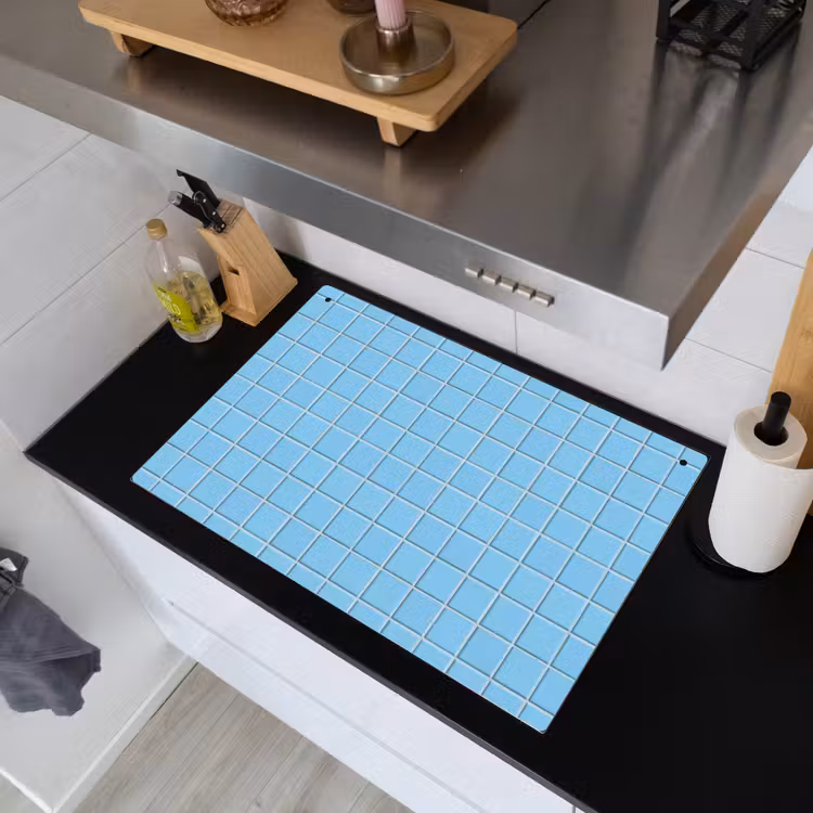 Patroon - Tegel - Pastel - Blauw Inductie beschemer met haakjes klein 777 -sfeer1