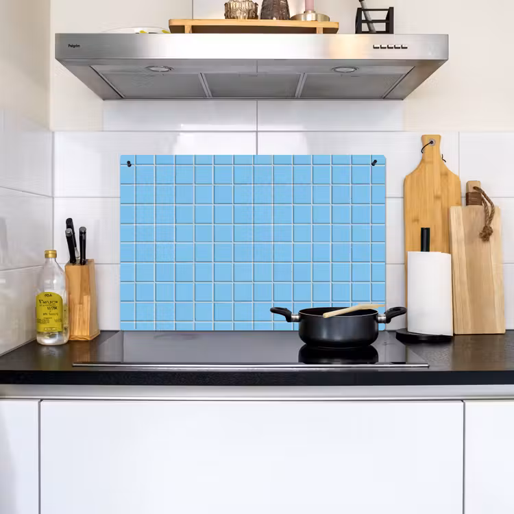 Patroon - Tegel - Pastel - Blauw Inductie beschemer met haakjes klein 777 -sfeer2