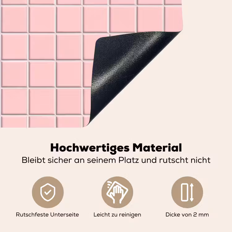 Patroon - Tegel - Pastelroze Inductie beschemer met haakjes klein 777 -ky-onderkant-de