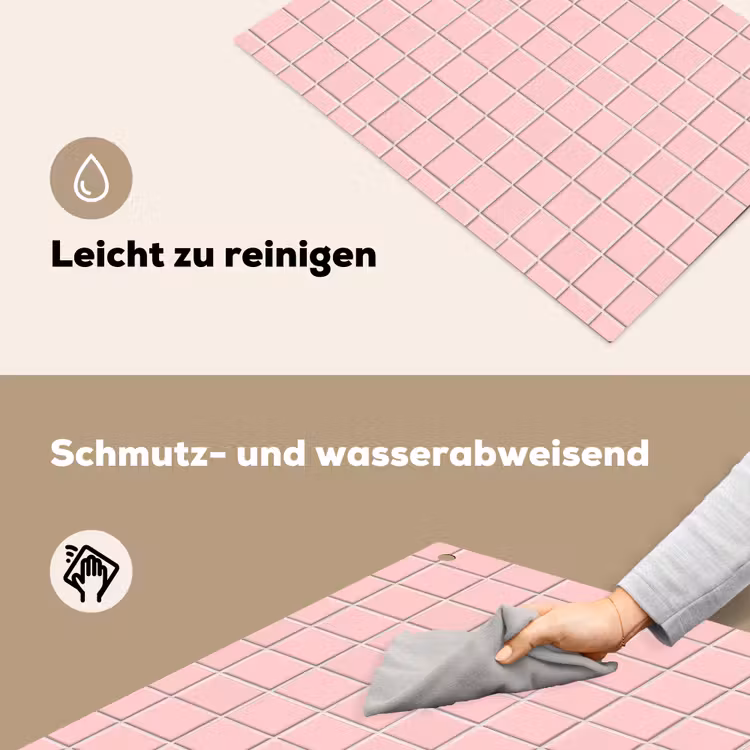 Patroon - Tegel - Pastelroze Inductie beschemer met haakjes klein 777 -ky-schoon-de