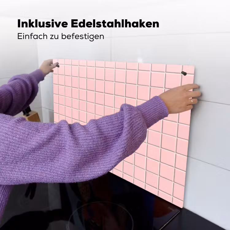 Patroon - Tegel - Pastelroze Inductie beschemer met haakjes klein 777 -ky-ophangen-de