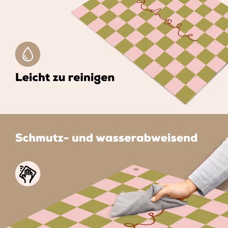 Patroon - Geblokt - Olijfgroen - Amore Inductie beschemer met haakjes klein -ky-schoon-de
