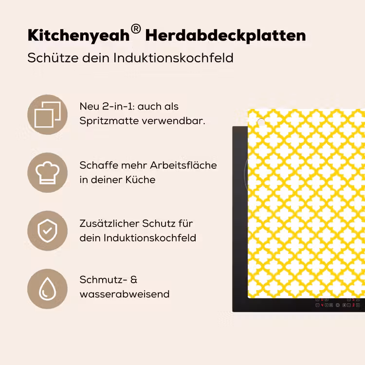 Patroon - Geometrisch - Klassiek - Geel Inductie beschemer met haakjes klein 777 -ky-usp-de