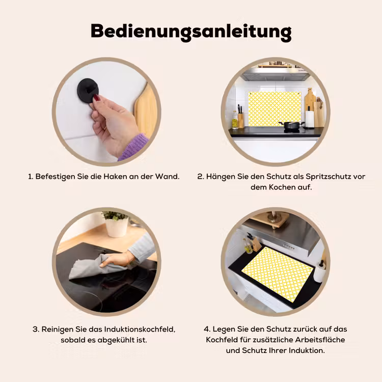 Patroon - Geometrisch - Klassiek - Geel Inductie beschemer met haakjes klein 777 -ky-gebruik-de