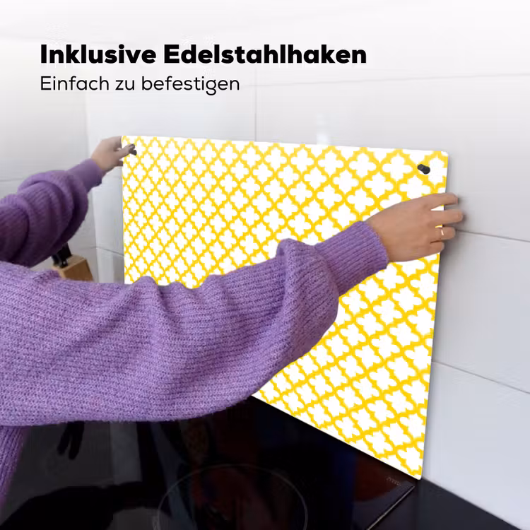 Patroon - Geometrisch - Klassiek - Geel Inductie beschemer met haakjes klein 777 -ky-ophangen-de