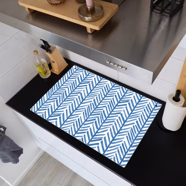 Patroon - Streep - Blauw Inductie beschemer met haakjes klein 777 -sfeer1