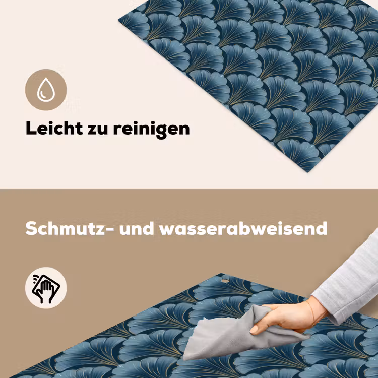 Patroon - Ginkgoblad - Blauw Inductie beschemer met haakjes klein 777 -ky-schoon-de
