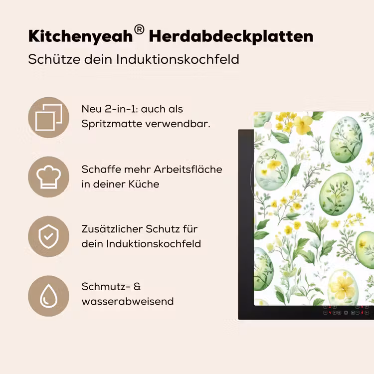 Patroon - Groen - Eieren Inductie beschemer met haakjes klein -ky-usp-de