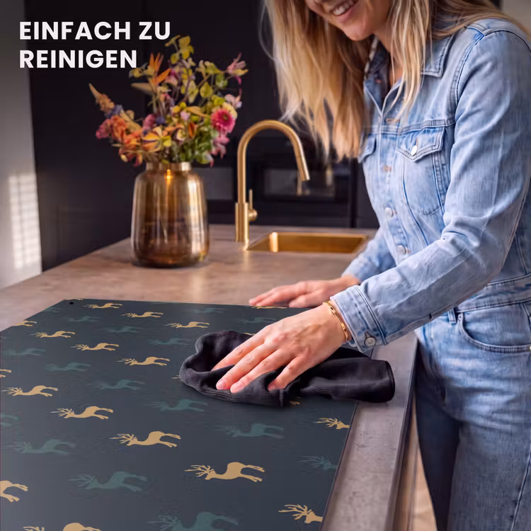 2-in-1 Herdabdeckplatte & Spritzschutz - Muster - Grün - Hirsche - Patroon - Groen - Herten Inductie beschemer met haakjes klein 777