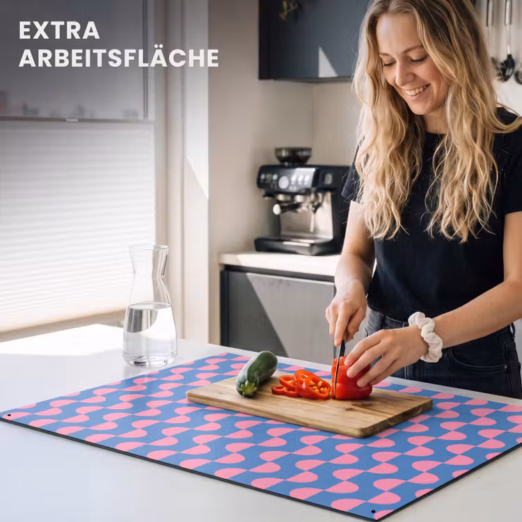 Patroon - Halve cirkels - Abstract - Modern - Roze - Blauw Inductie beschemer met haakjes klein -ky-usp-de