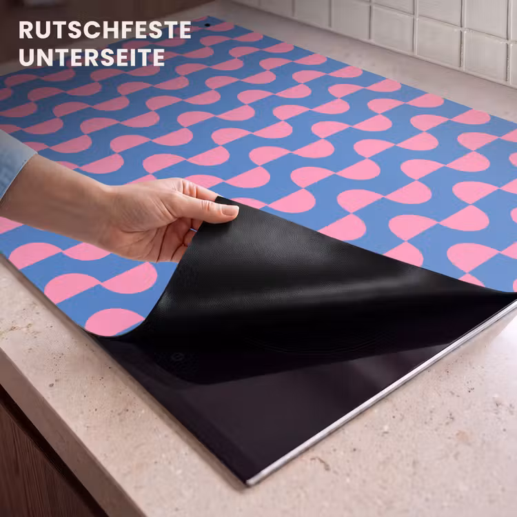 Patroon - Halve cirkels - Abstract - Modern - Roze - Blauw Inductie beschemer met haakjes klein -ky-onderkant-de