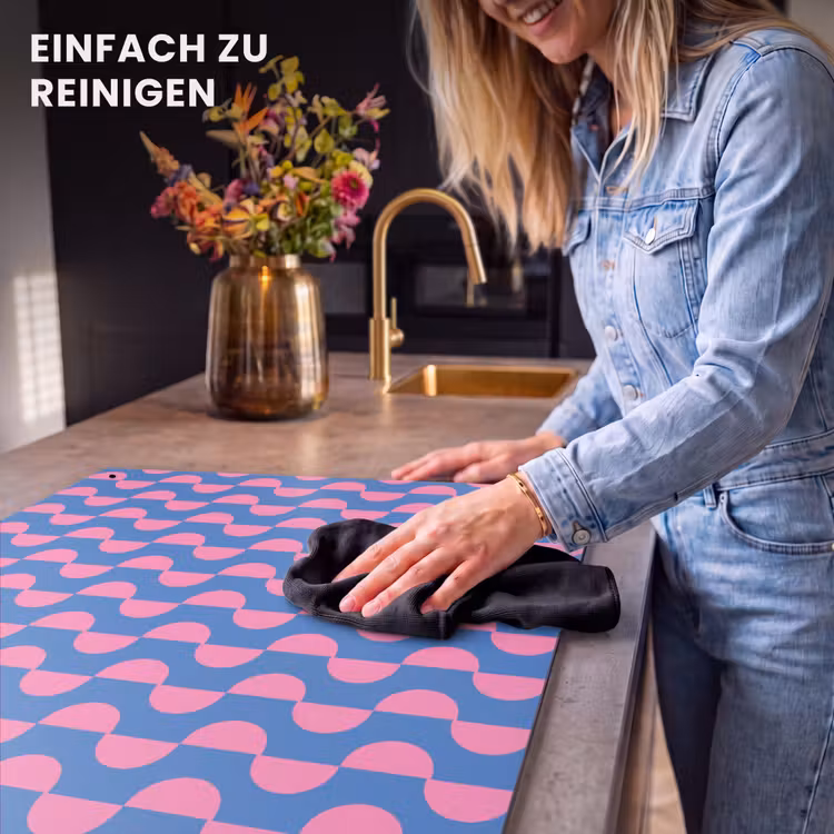 Patroon - Halve cirkels - Abstract - Modern - Roze - Blauw Inductie beschemer met haakjes klein -ky-schoon-de