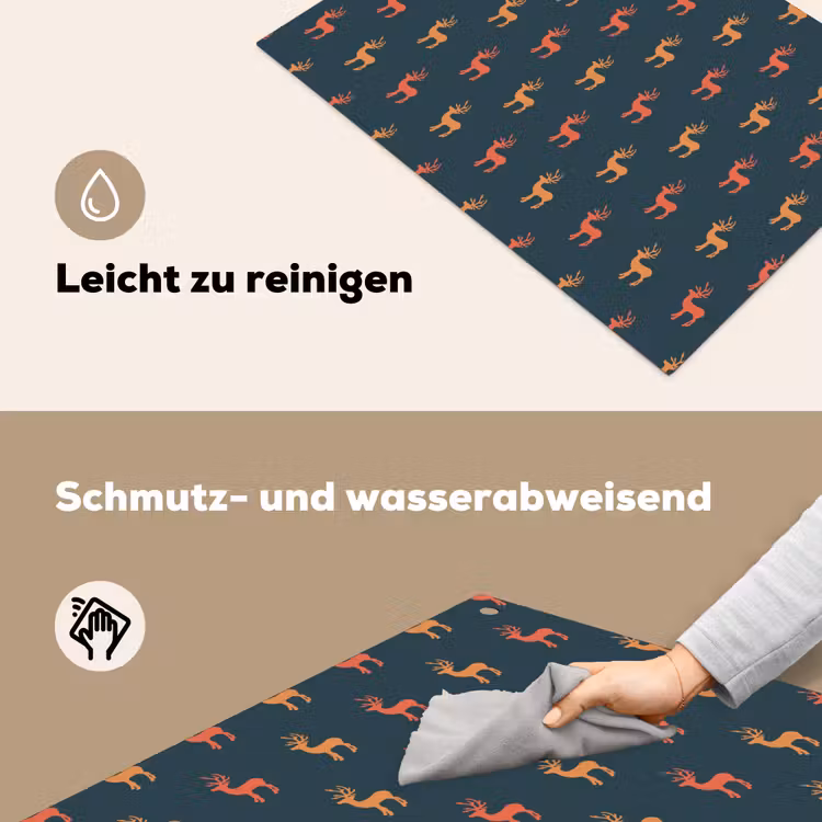 2-in-1 Herdabdeckplatte & Spritzschutz - Muster - Hirsche - Blau - Patroon - Herten - Blauw Inductie beschemer met haakjes klein 777