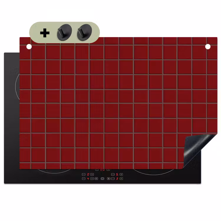 Patroon - Tegels - Burgundy Inductie beschemer met haakjes klein 777 -3d