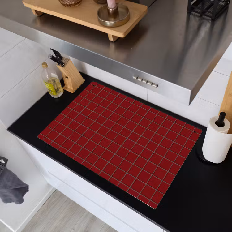 Patroon - Tegels - Burgundy Inductie beschemer met haakjes klein 777 -sfeer1
