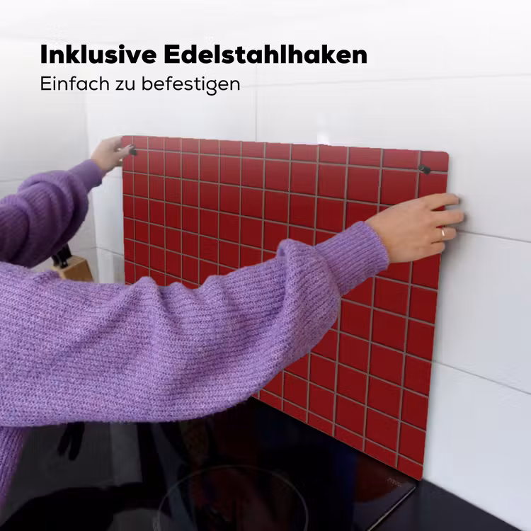 Patroon - Tegels - Burgundy Inductie beschemer met haakjes klein 777 -ky-ophangen-de