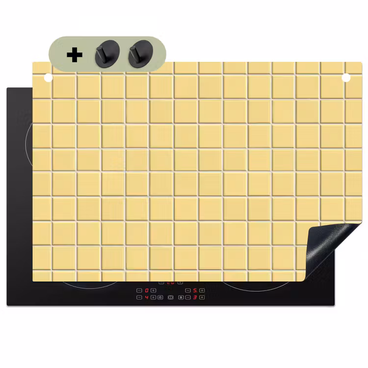Patroon - Tegels - Geel Inductie beschemer met haakjes klein 777 -3d