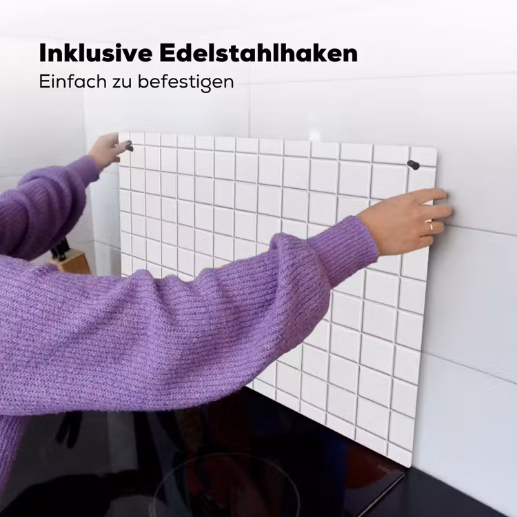 Patroon - Tegels - Grijs - Wit Inductie beschemer met haakjes klein 777 -ky-ophangen-de