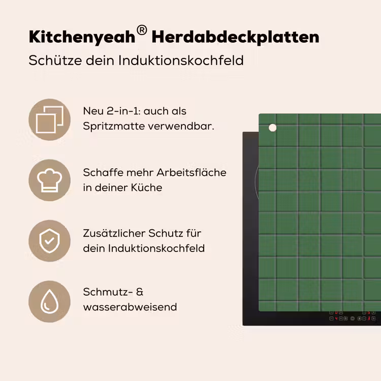 Patroon - Tegels - Groen Inductie beschemer met haakjes klein 777 -ky-usp-de