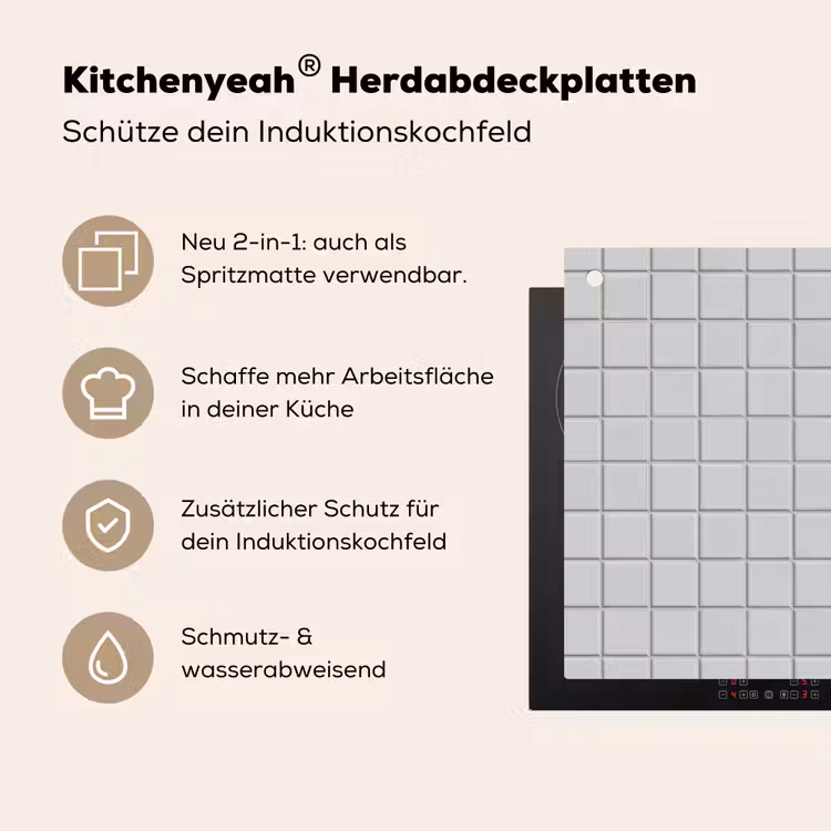 Patroon - Tegels - Licht - Grijs Inductie beschemer met haakjes klein 777 -ky-usp-de